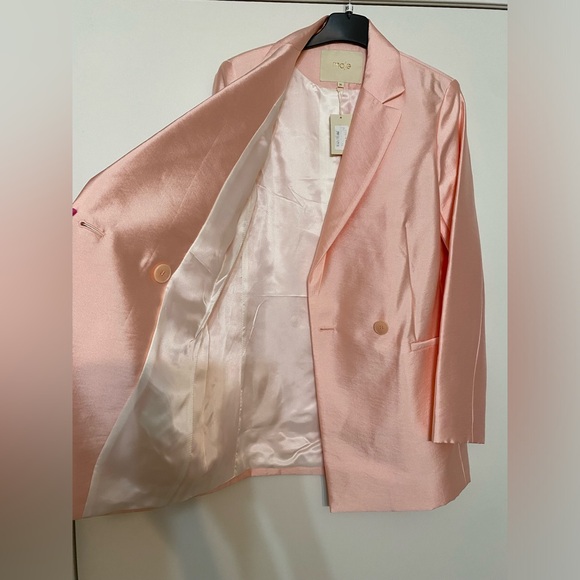 MAJE Vasila Double-breasted Satin Blazer in Pink Size 36 - Picture 9 of 16